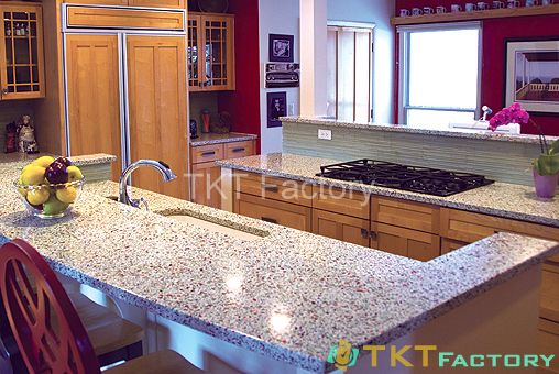 Eco friendly terrazzo countertop made of recycled glass