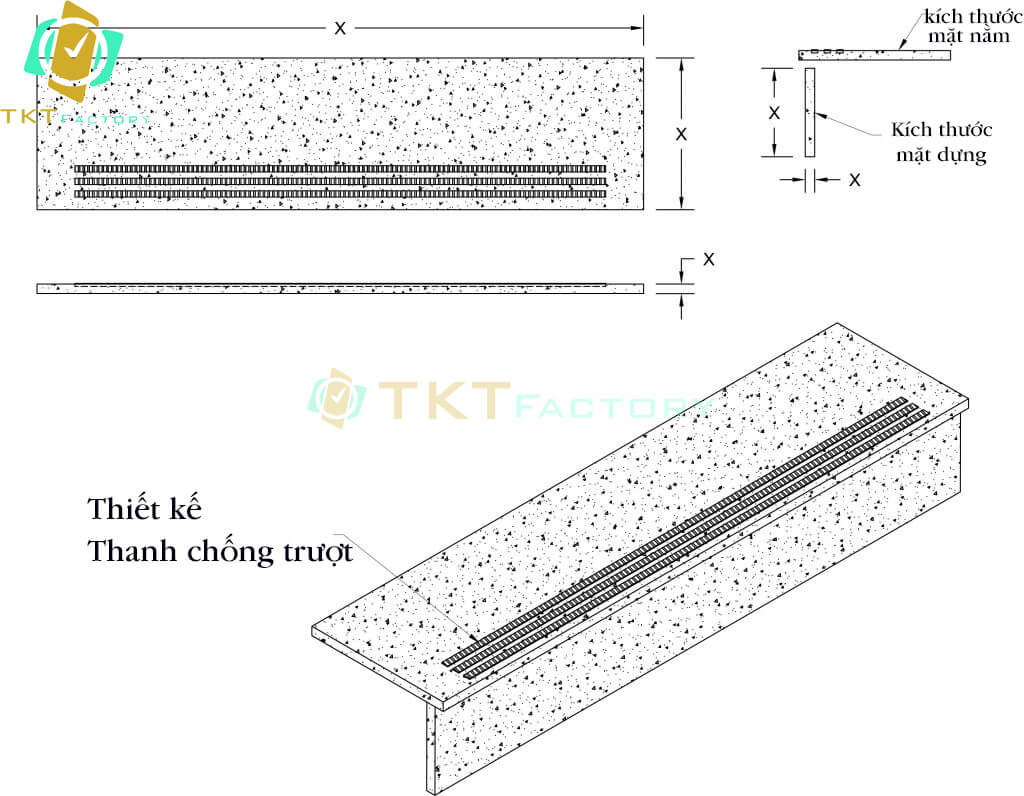 Hình ảnh: xác đinh kích thước, kết cấu mặt bậc cầu thang đá mài