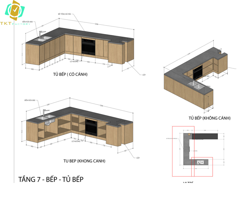 Hình ảnh: Bản vẽ phối cảnh mặt bếp đá terrazzo