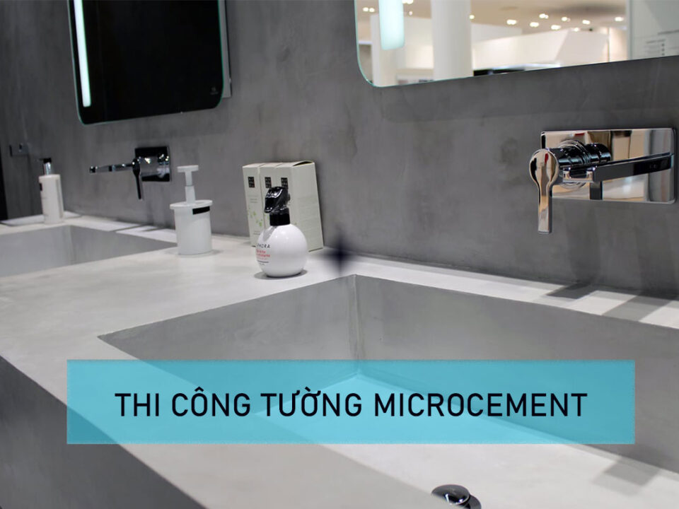 Hình ảnh thi công tường microcement