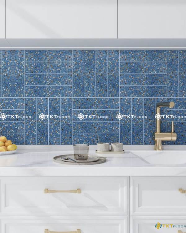 sea shell terrazzo trang tri vach bep